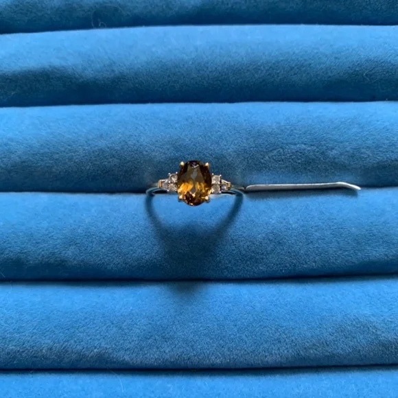 Luxoro 10K Yellow Gold Premium Golden Tanzanite, Diamond Ring - Size 6